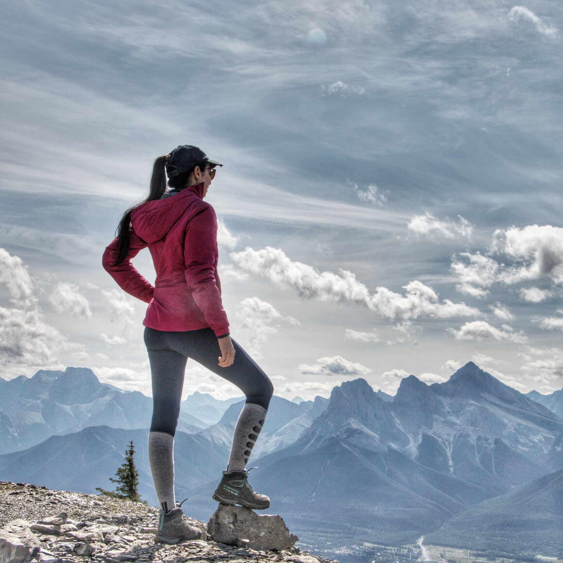 Layla Messner hiking in mountains by Kelly's Perpective Autistic artist Layla Messner hiking in the mountains. Photography by Kelly's Perspective. Canmore, Alberta, Canada.